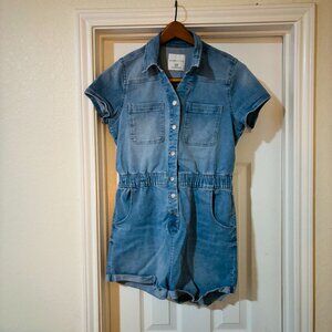 Denim Blue Jean Romper- Celebrity Pink size S/CH